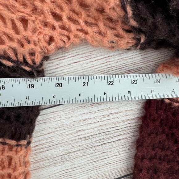 Lili's Closet Open Knit Striped Sweater Womens Small Pink Burgundy Gray - Picture 8 of 9